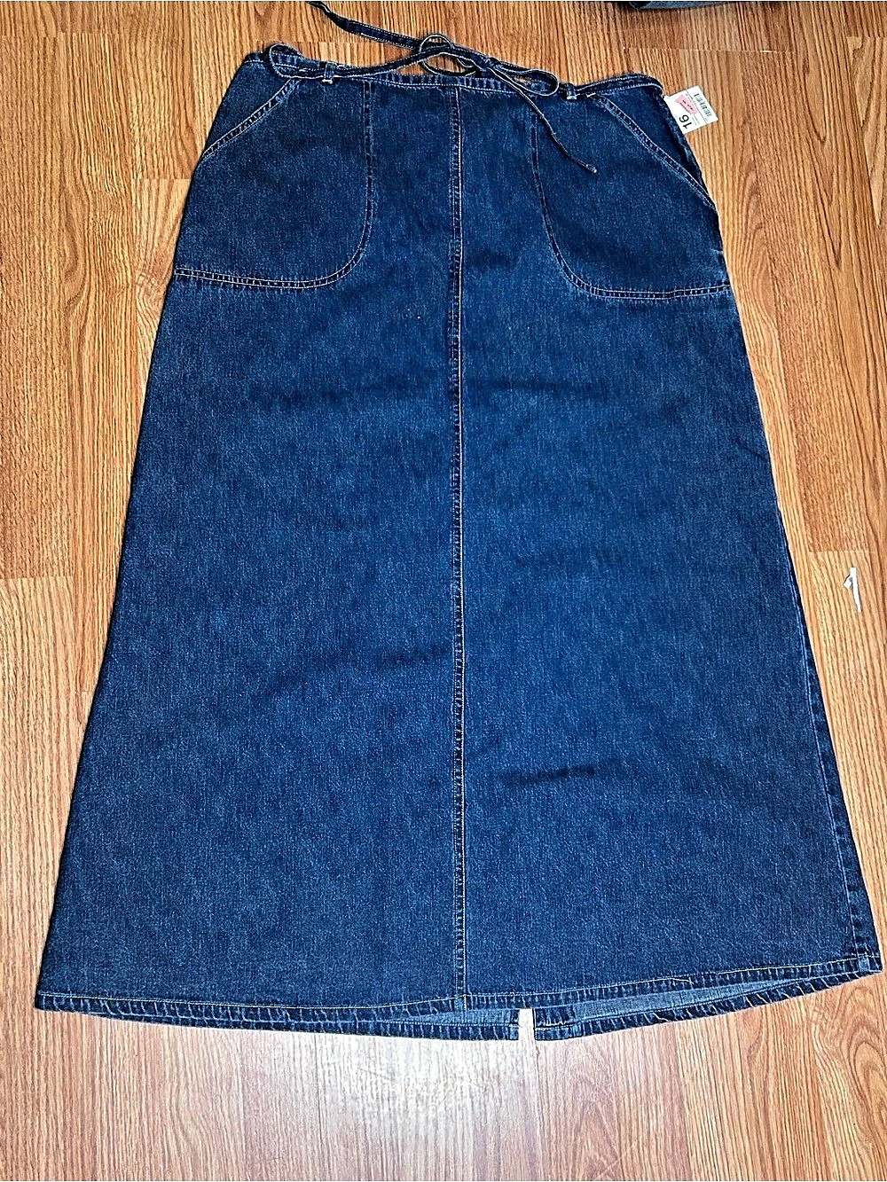 Vintage St. John's Bay Denim Maxi Skirt with Tie Belt Blue Size 16 NWT
